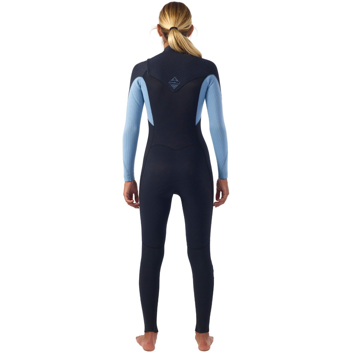 2025 O'Neill Womens Hyperfreak 4/3+mm Chest Zip Wetsuit 5349 - Black / Faded Denim